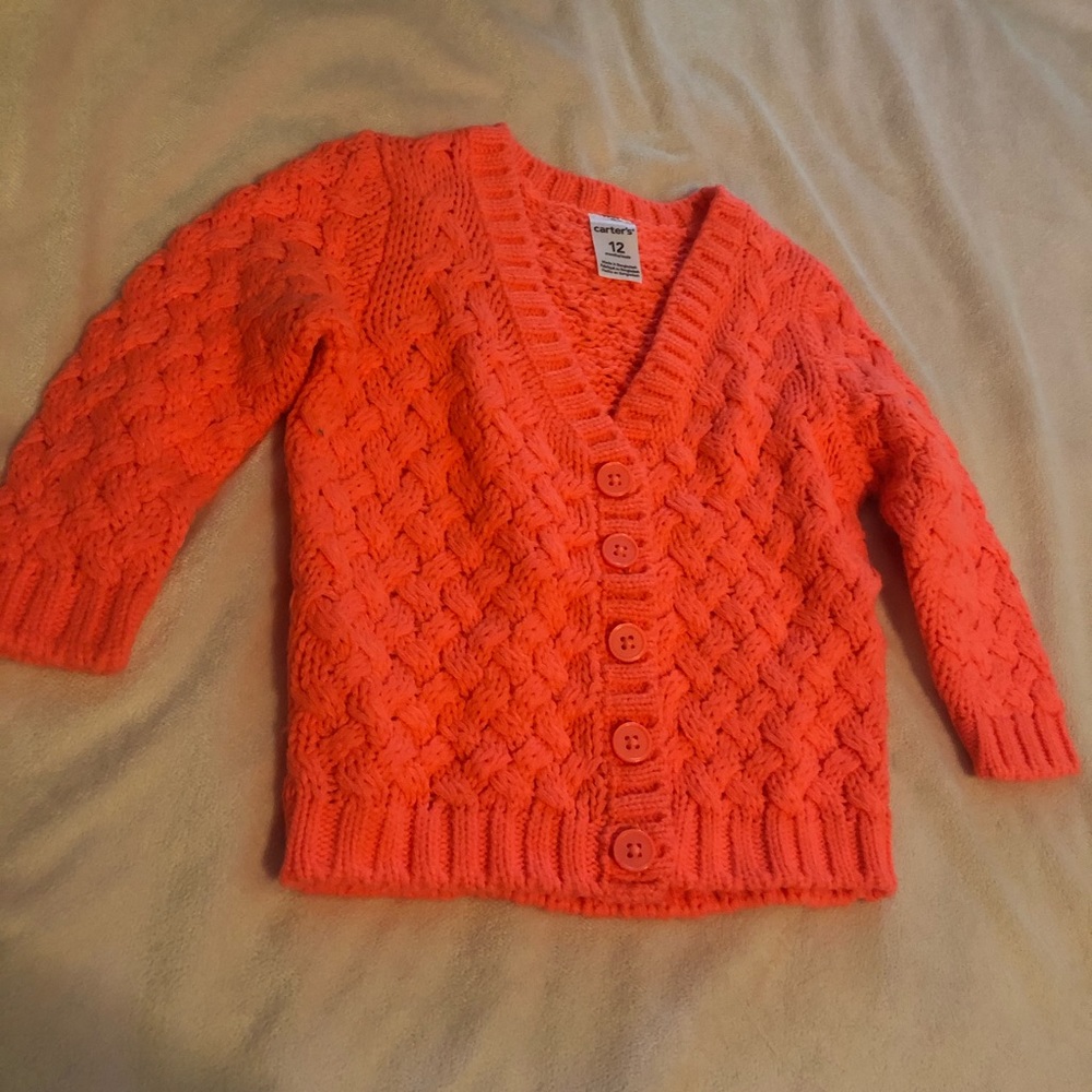 Carter’s Neon Orange Cable Knit Cardigan